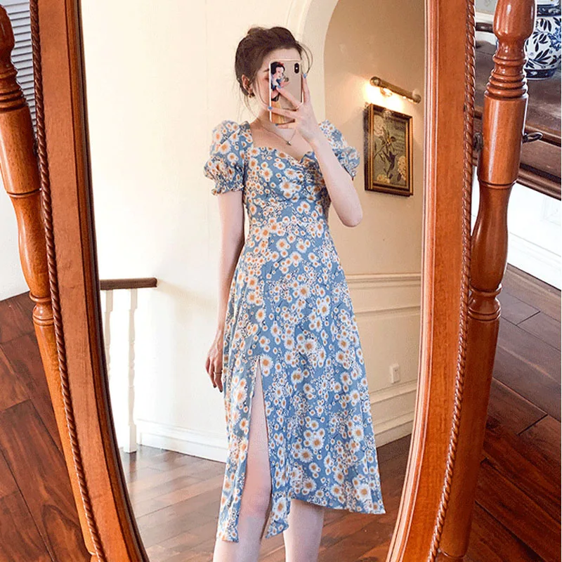 Women Summer Floral Print Dress Female Fashion Puff Sleeve Sexy Split Slim Dresses Elegant Vintage Dress Plus Size Vestidos
Women Summer Floral Print Dress Female Fashion Puff Sleeve Sexy Split Slim Dresses Elegant Vintage Dress Plus Size Vestidos