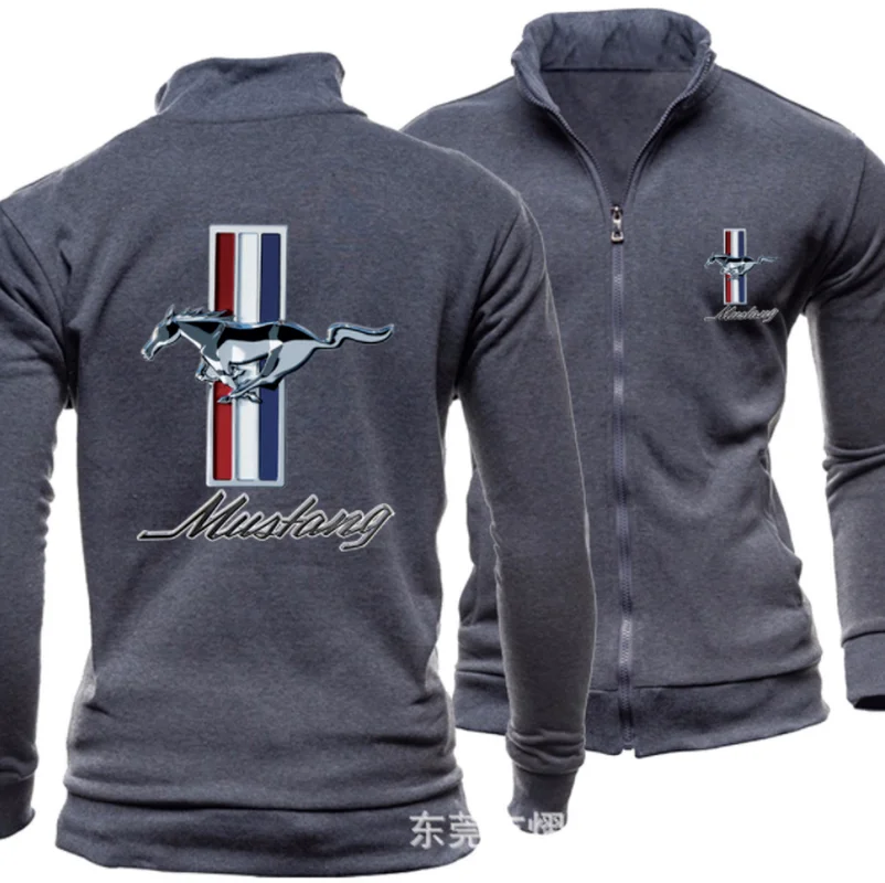 2021new print autumn men's MUSTANG logo hoodless Sweatshirt Street jacket sportswear Pullover