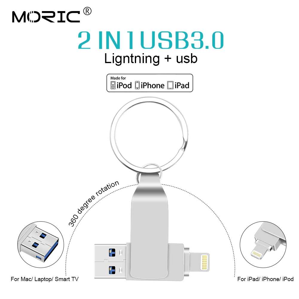 Real Capacity USB Flash Drive for iPhone 32GB 64GB 128GB flash memory stick USB 3.0 pen drive high quality U disk
Real Capacity USB Flash Drive for iPhone 32GB 64GB 128GB flash memory stick USB 3.0 pen drive high quality U disk