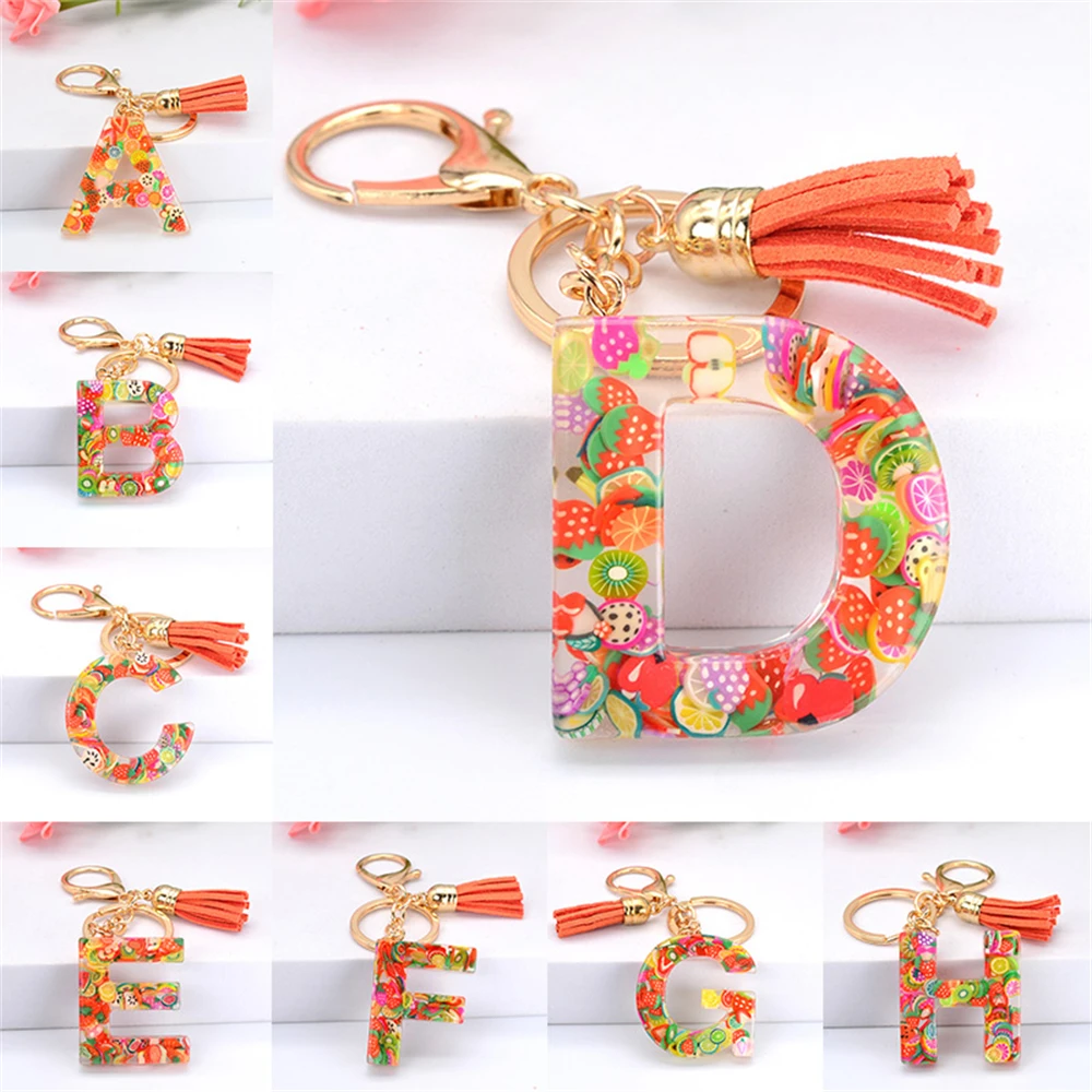 New 26 Letters Bright Fruit Resin Keychain Charm Women Fashion Handbag Ornaments With Tassel Key Ring Chic Accessories Gift
New 26 Letters Bright Fruit Resin Keychain Charm Women Fashion Handbag Ornaments With Tassel Key Ring Chic Accessories Gift