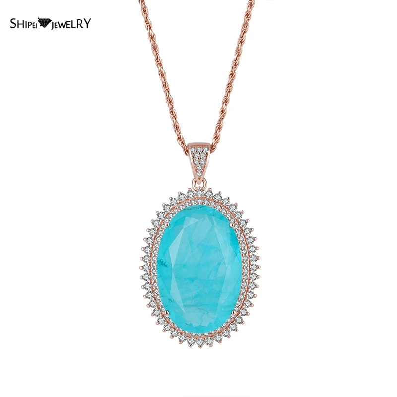 Shipei 20*30 MM 925 Sterling Silver Oval Paraiba Tourmaline Created Moissanite Gemstone Party Pendant Necklace Fine Jewelry Gift
Shipei 20*30 MM 925 Sterling Silver Oval Paraiba Tourmaline Created Moissanite Gemstone Party Pendant Necklace Fine Jewelry Gift