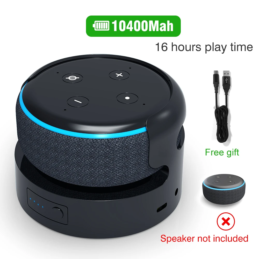 Battery Base for Echo Dot 3rd Battery Alexa Speaker battery pack Holder Mount Charger For Echo Dot 3 16 hours Play time
Battery Base for Echo Dot 3rd Battery Alexa Speaker battery pack Holder Mount Charger For Echo Dot 3 16 hours Play time
