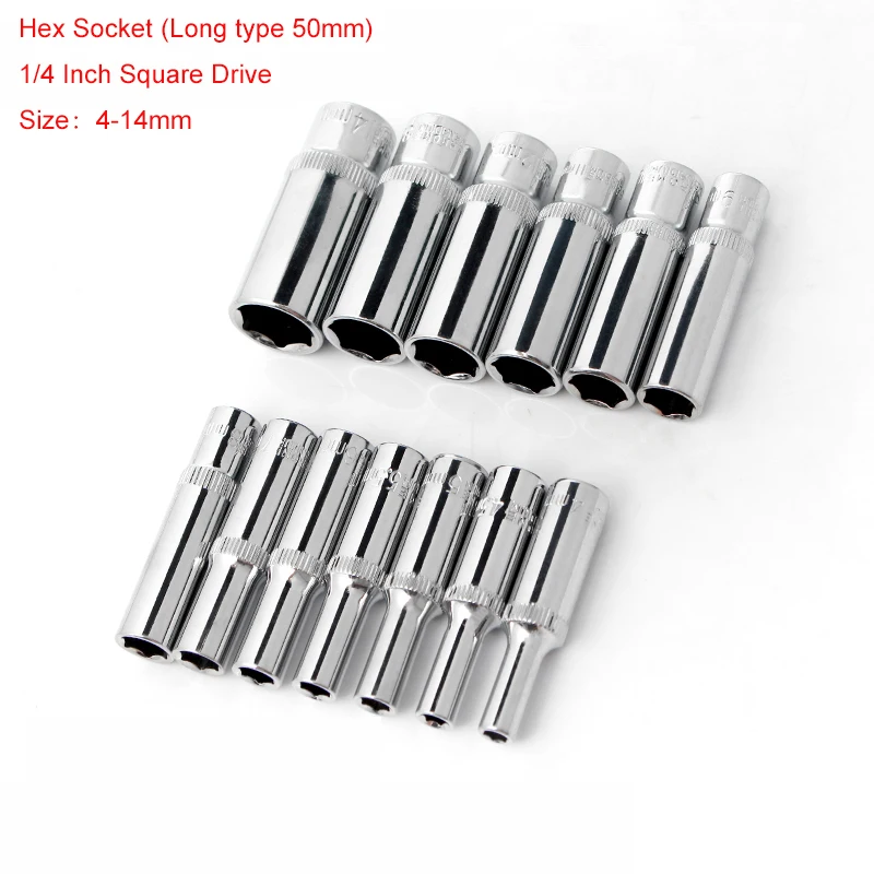 1Pcs CR-V 1/4 Inch Square Drive Metric Long Hex Socket 4mm-14mm Screw Nut Driver Wrench Spanner Ratchet Adapter Car Repair Tool
1Pcs CR-V 1/4 Inch Square Drive Metric Long Hex Socket 4mm-14mm Screw Nut Driver Wrench Spanner Ratchet Adapter Car Repair Tool