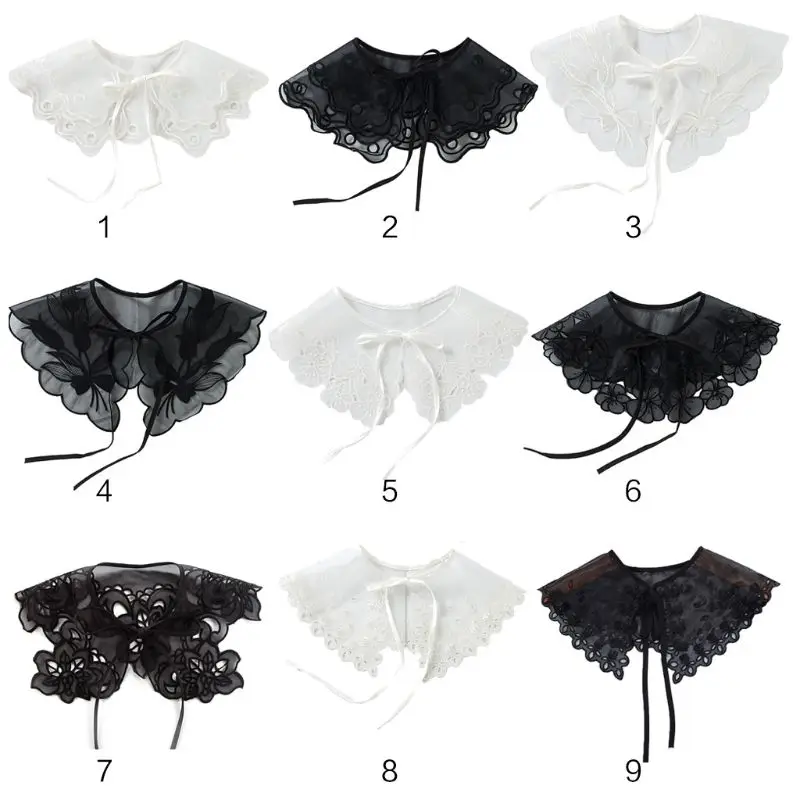European Style Women Girls Chiffon Lace Fake False Collar Decorative Double Layer Floral Embroidery Choker Blouse Shawl Bowtie
European Style Women Girls Chiffon Lace Fake False Collar Decorative Double Layer Floral Embroidery Choker Blouse Shawl Bowtie