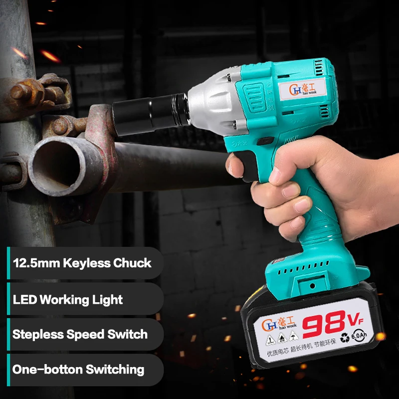 Haowook Brushless Cordless Impact Electric Wrench 310N.m 98VF 6000mAh Torque Household Car Wrench Drill Driver Kit Power Tools
Haowook Brushless Cordless Impact Electric Wrench 310N.m 98VF 6000mAh Torque Household Car Wrench Drill Driver Kit Power Tools