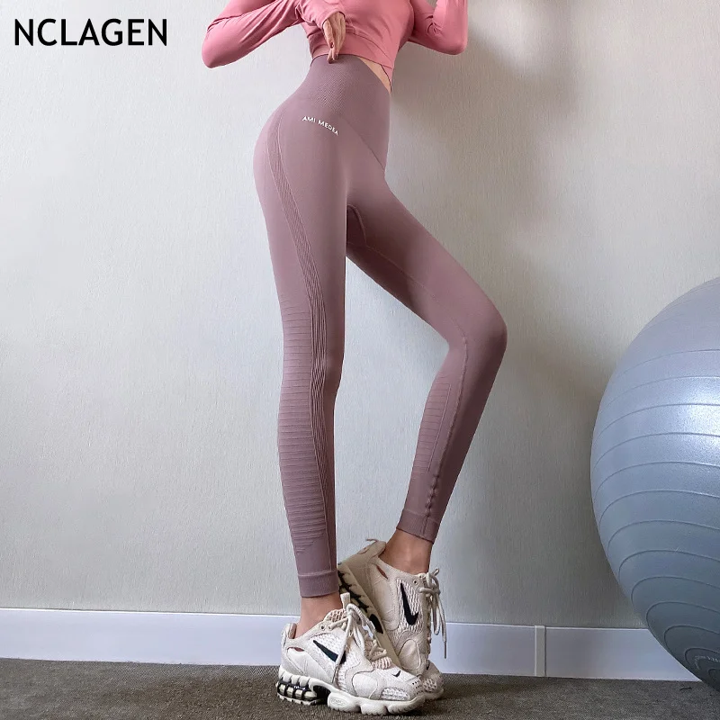 

NCLAGEN Women High Waist Yoga Pants Tight Fitness Gym Sport Stretchy Workout Running Leggings Training Butt Lifting Squat Proof