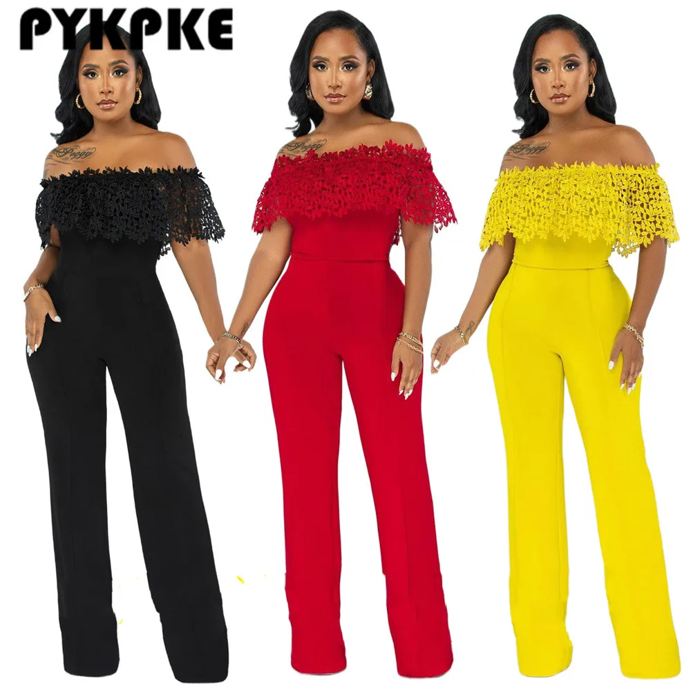 Women Off Shoulder Lace Ruffles Wide Leg Jumpsuit Sexy Elegant Streetwear Office Ladies Jumpsuits
Women Off Shoulder Lace Ruffles Wide Leg Jumpsuit Sexy Elegant Streetwear Office Ladies Jumpsuits