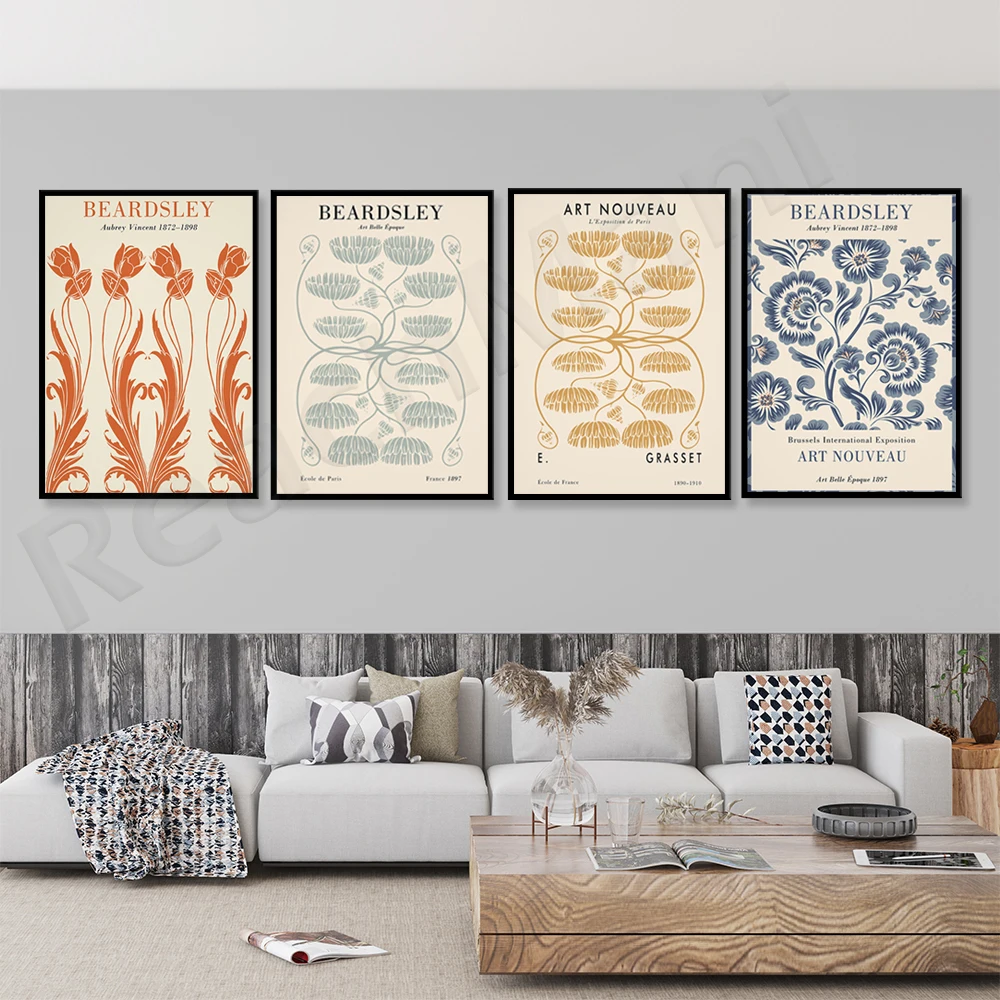 Aubrey Beardsley prints, Art Nouveau golden decorations, Beardsly floral posters, Danish pastel room decorations at the Flower M
Aubrey Beardsley prints, Art Nouveau golden decorations, Beardsly floral posters, Danish pastel room decorations at the Flower M