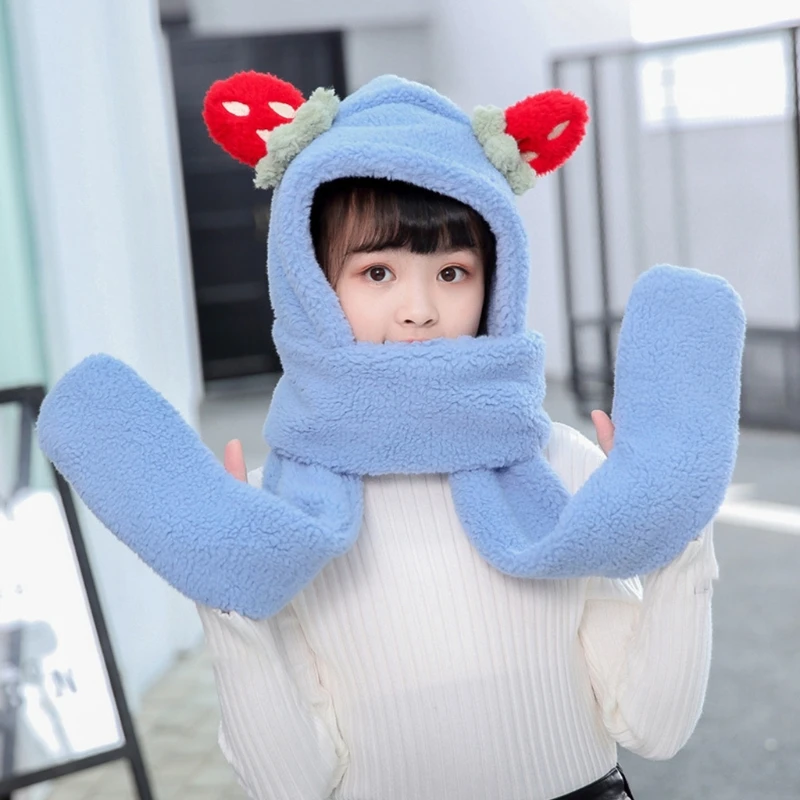 Kids Winter Warm 3 In 1 Faux Fleece Hooded Scarf Hat Gloves Set Cute Strawberry Ears Thermal Earflap Cap Neck Warmer
Kids Winter Warm 3 In 1 Faux Fleece Hooded Scarf Hat Gloves Set Cute Strawberry Ears Thermal Earflap Cap Neck Warmer