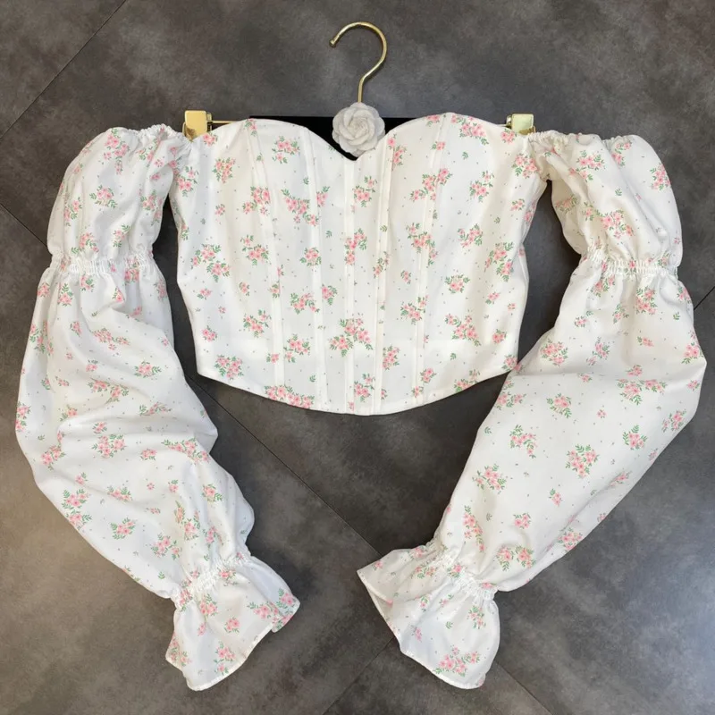 PREPOMP 2022 Autumn New Arrivals Long Puff Sleeve Slash Neck Strapless Floral Print Slim Short Blouse Women Crop Top GC187
PREPOMP 2022 Autumn New Arrivals Long Puff Sleeve Slash Neck Strapless Floral Print Slim Short Blouse Women Crop Top GC187