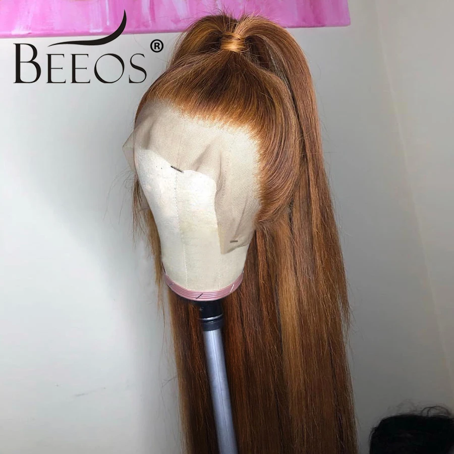 Бразильские волосы Beeos Remy 13*4 парик с глубокой кружевной передней частью 180% прямые