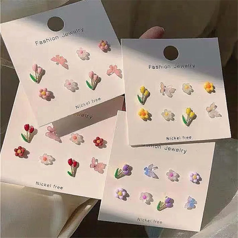 8Pcs/Set Cute Romantic Colorful Acrylic Butterfly Flower Womens Earrings For Irregular Geometric Mini Female Studs Earrings 
8Pcs/Set Cute Romantic Colorful Acrylic Butterfly Flower Womens Earrings For Irregular Geometric Mini Female Studs Earrings