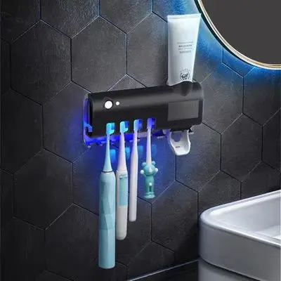 Ultraviolet Sterilization Toothbrush Holder Wall-mounted Punch-free Storage Box Auto-Toothpaste Squeezing Bathroom Accessories
Ultraviolet Sterilization Toothbrush Holder Wall-mounted Punch-free Storage Box Auto-Toothpaste Squeezing Bathroom Accessories