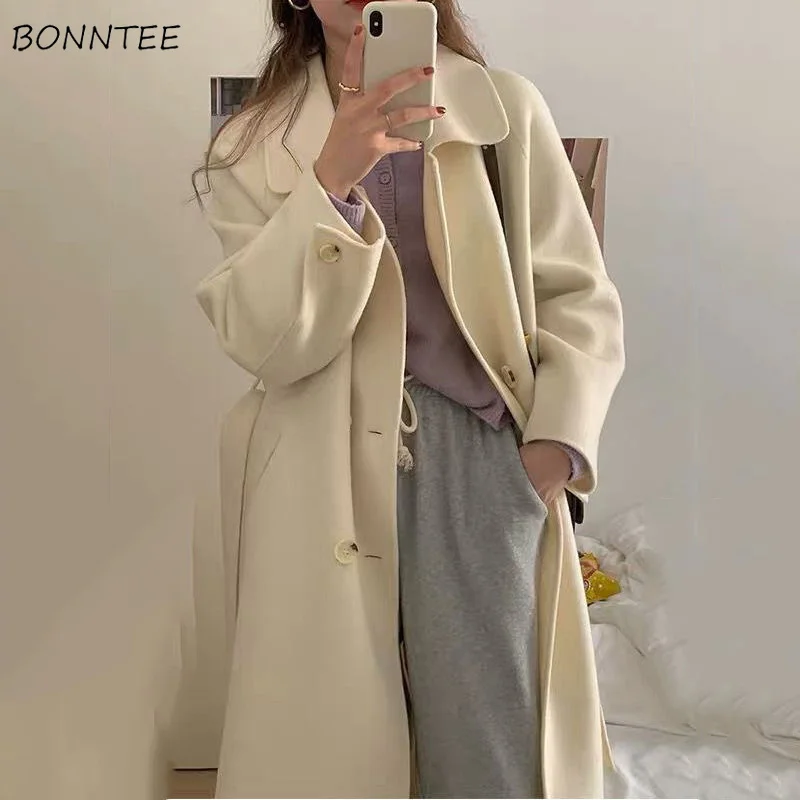 Blends Women Double Breasted Elegant Long Overcoat Fall Female Vintage Solid Korean Style Loose Preppy Chic Tender Girls Outwear
Blends Women Double Breasted Elegant Long Overcoat Fall Female Vintage Solid Korean Style Loose Preppy Chic Tender Girls Outwear