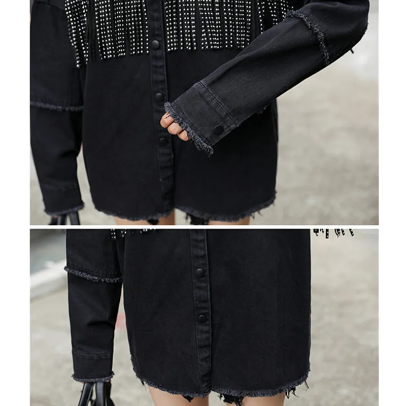 Stylish Fringe Loose Denim Jacket Coat Women 2020 New Autumn Vintage Korean Long Sleeve Frayed Trim Black Coat Outerwear Female
Stylish Fringe Loose Denim Jacket Coat Women 2020 New Autumn Vintage Korean Long Sleeve Frayed Trim Black Coat Outerwear Female