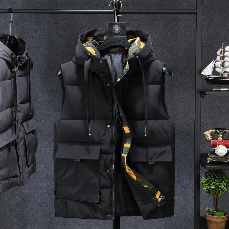Winter Men's Sleeveless Jacket Big Sizes Black Vest Autumn Casual Warm Thick Coats Male Cotton-Padded Fashion Men Waistcoat Vest
Winter Men's Sleeveless Jacket Big Sizes Black Vest Autumn Casual Warm Thick Coats Male Cotton-Padded Fashion Men Waistcoat Vest