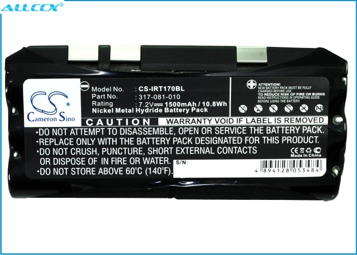 Аккумулятор Cameron Sino 1500 мАч 317-081-010, 317-081-030 для Intermec DT1700, RT1700, RT1710, T1700
Аккумулятор Cameron Sino 1500 мАч 317-081-010, 317-081-030 для Intermec DT1700, RT1700, RT1710, T1700