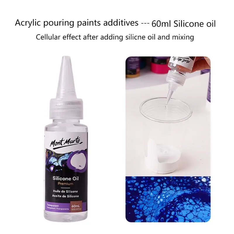 

60ML Pigment Acrylic Paint Pouring Medium Silicone Oil For Artist Drawing DIY Art Supplies C26