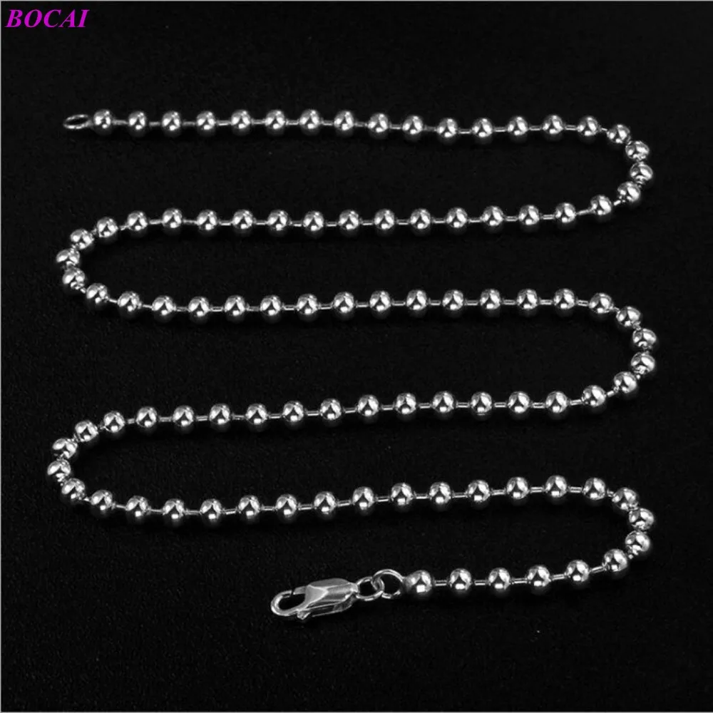 BOCAI 100% Real S925 Pure Silver Bead Necklace Simple Fashion 2021 New Fashion Neck Chain Argentum Women's Jewelry 
BOCAI 100% Real S925 Pure Silver Bead Necklace Simple Fashion 2021 New Fashion Neck Chain Argentum Women's Jewelry