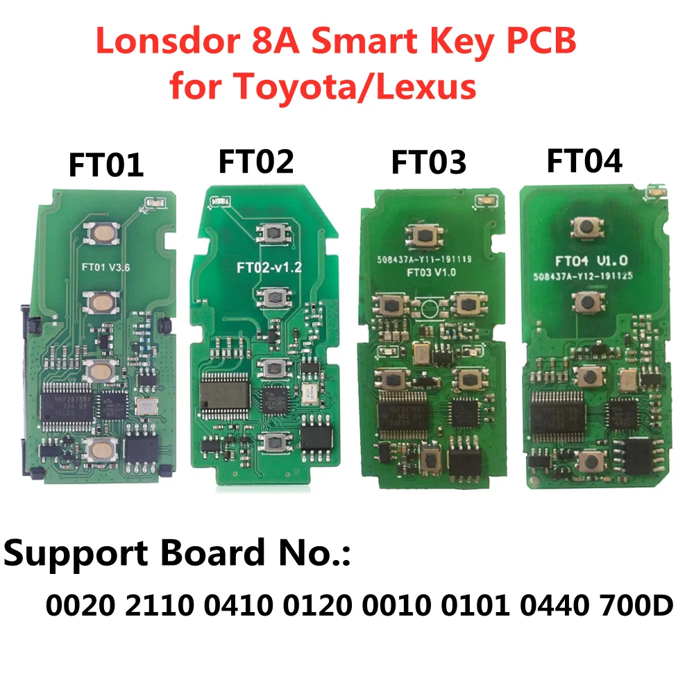 Lonsdor ForToyota/Lexus Smart Key FT03-0120 312/433MHz Smart Key PCB forToyota/Lexus 8A Chip K518 car key programmer
Lonsdor ForToyota/Lexus Smart Key FT03-0120 312/433MHz Smart Key PCB forToyota/Lexus 8A Chip K518 car key programmer
