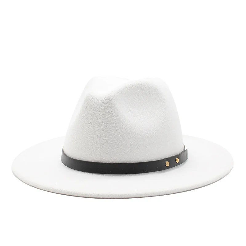 

Фетровая шляпа-федора, с широкими полями, шерстяная, белая, черная, шляпы сомбреро