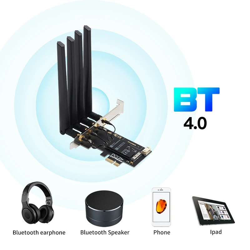 Dual Band PCIe Wifi Card Adapter 1750Mbps 802.11Ac BCM94360CD WiFi Bluetooth PCIE Adapter for MacOS Hackintosh