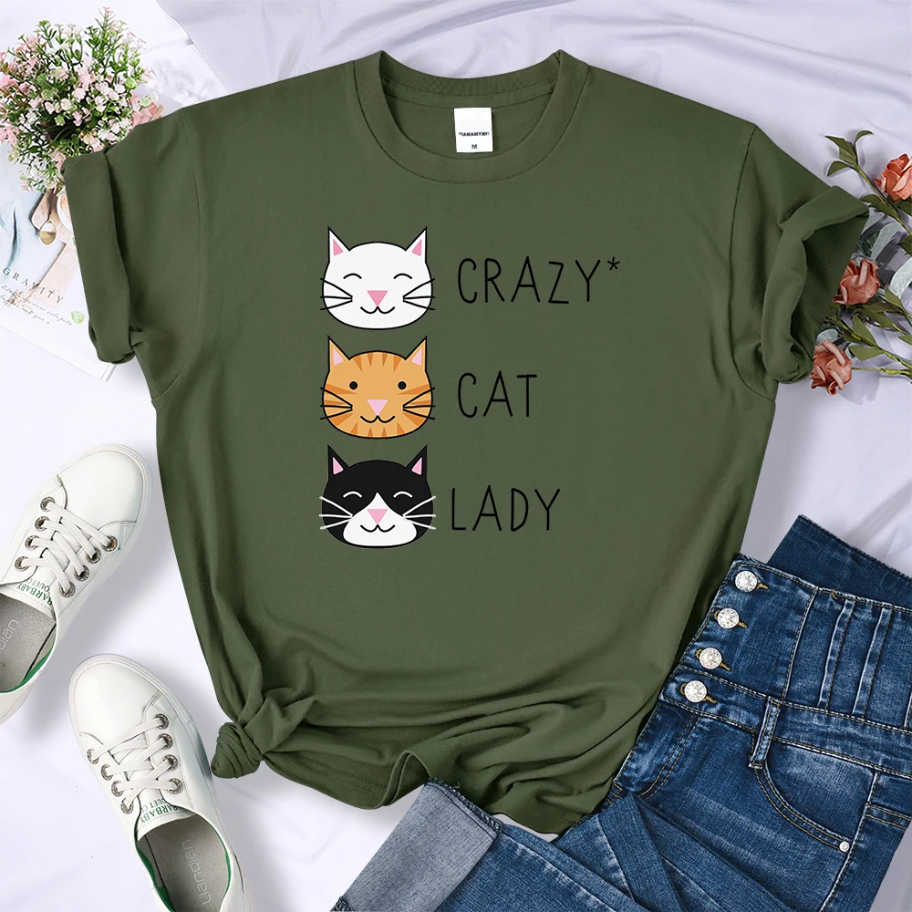 Сумасшедшая женщина-кошка милые футболки в стиле хип-хоп женская модная