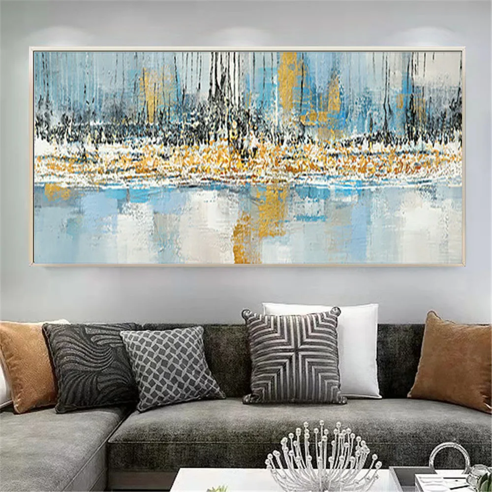 Handpainted Abstract Oil Painting On Canvas Paintings Wall Art Gold and blue Modern Home living room Decor Picture And poster
Handpainted Abstract Oil Painting On Canvas Paintings Wall Art Gold and blue Modern Home living room Decor Picture And poster