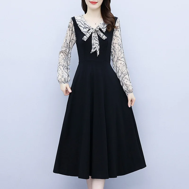 2021 Black Print Bodycon Midi Dress Autumn Spring Korean Vintage Patchwork Dress Women Elegant Office Lady Party Vestidos
2021 Black Print Bodycon Midi Dress Autumn Spring Korean Vintage Patchwork Dress Women Elegant Office Lady Party Vestidos
