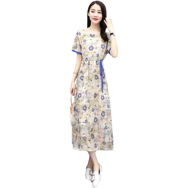 COIGARSAM 3XL Plus Size Cotton Linen Women Long dress New Summer High Waist Dresses Blue Beige 8021 
COIGARSAM 3XL Plus Size Cotton Linen Women Long dress New Summer High Waist Dresses Blue Beige 8021