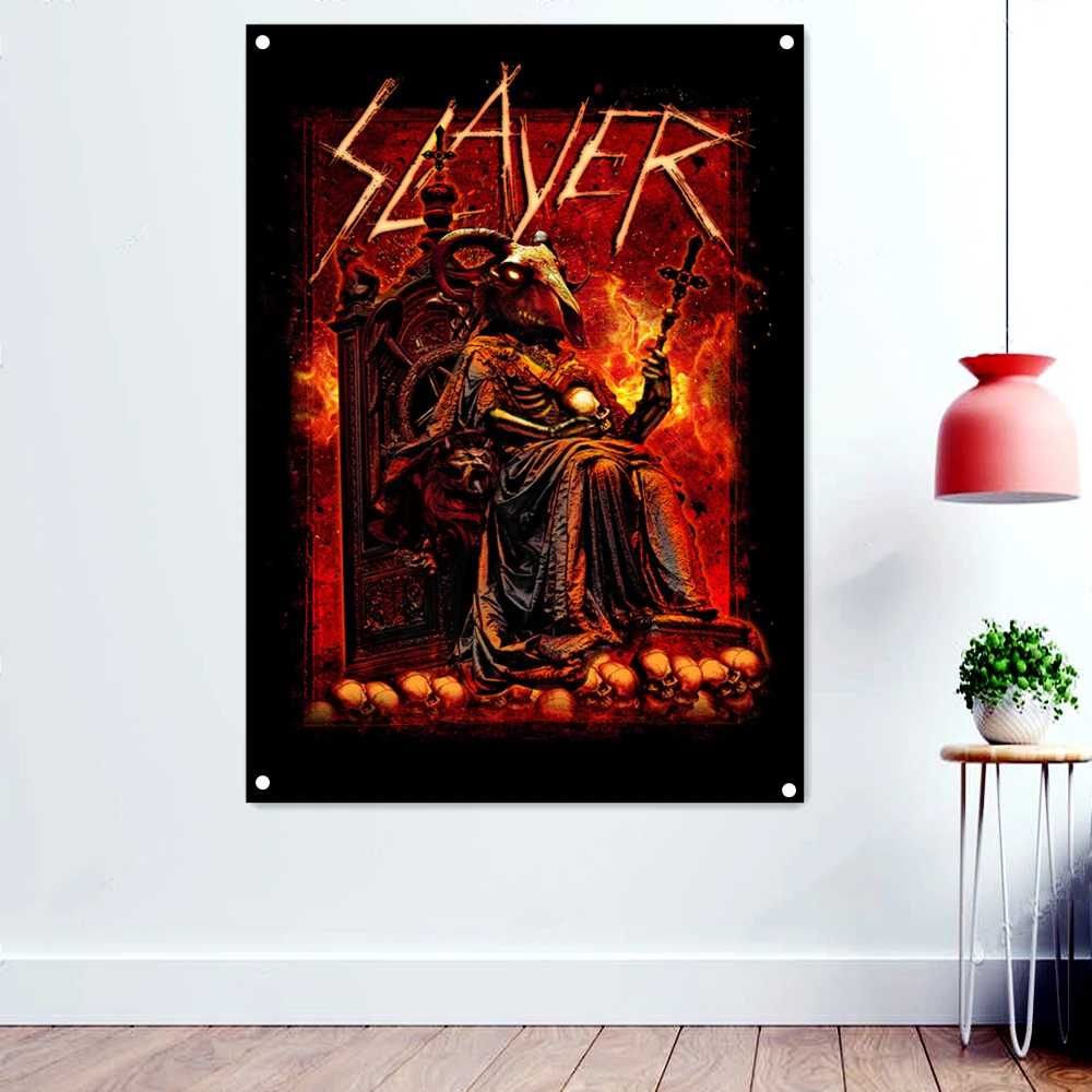 King of Hell Skull Art Rock N Roll Poster Polyethylene Hanging Cloth Heavy Metal Music Banner Painting Flag Four Metal Buckle
King of Hell Skull Art Rock N Roll Poster Polyethylene Hanging Cloth Heavy Metal Music Banner Painting Flag Four Metal Buckle