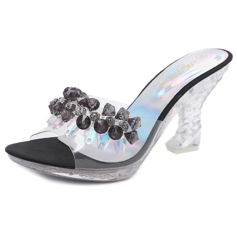Strange Heels Sandals Women Summer Sexy Crystal Transparent High-heeled Slippers Rhinestone Glass Slippers
Strange Heels Sandals Women Summer Sexy Crystal Transparent High-heeled Slippers Rhinestone Glass Slippers