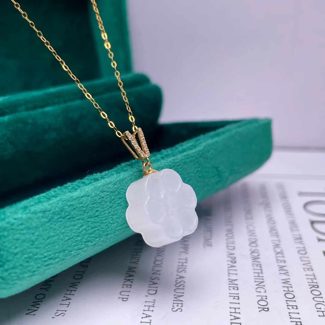 SHILOVEM 18k YELLOW gold real Natural white Jasper pendants classic fine Jewelry women necklace plant new 14mm mymz14146652hby
SHILOVEM 18k YELLOW gold real Natural white Jasper pendants classic fine Jewelry women necklace plant new 14mm mymz14146652hby