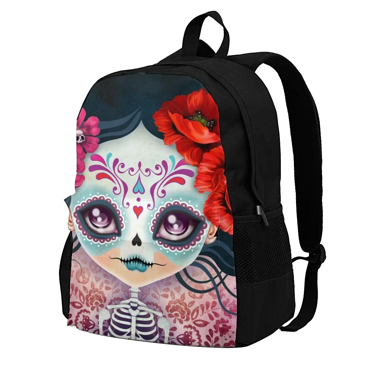 Amelia Calavera Sugar Skull Day Of The Dead Backpacks Mexican Girl Funny Polyester Picnic Backpack Female Pattern Bags
Amelia Calavera Sugar Skull Day Of The Dead Backpacks Mexican Girl Funny Polyester Picnic Backpack Female Pattern Bags