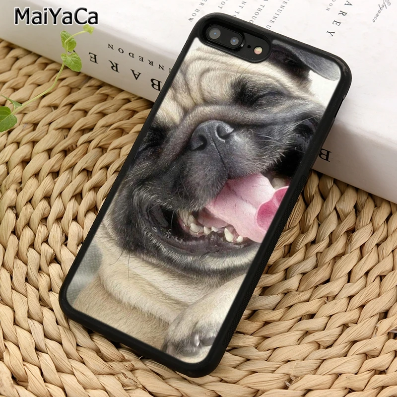 MaiYaCa милый чехол для телефона с щенком Мопсом собакой iPhone X XR XS 11 12 Pro MAX 5 6 7 8 Plus Samsung