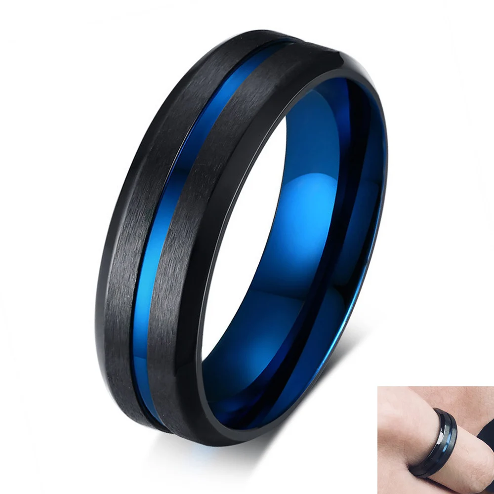 Blue & Black 6mm Men ring Matte Finished Stainless Steel Wedding Band Ring Brushed Comfort Fit
Blue & Black 6mm Men ring Matte Finished Stainless Steel Wedding Band Ring Brushed Comfort Fit