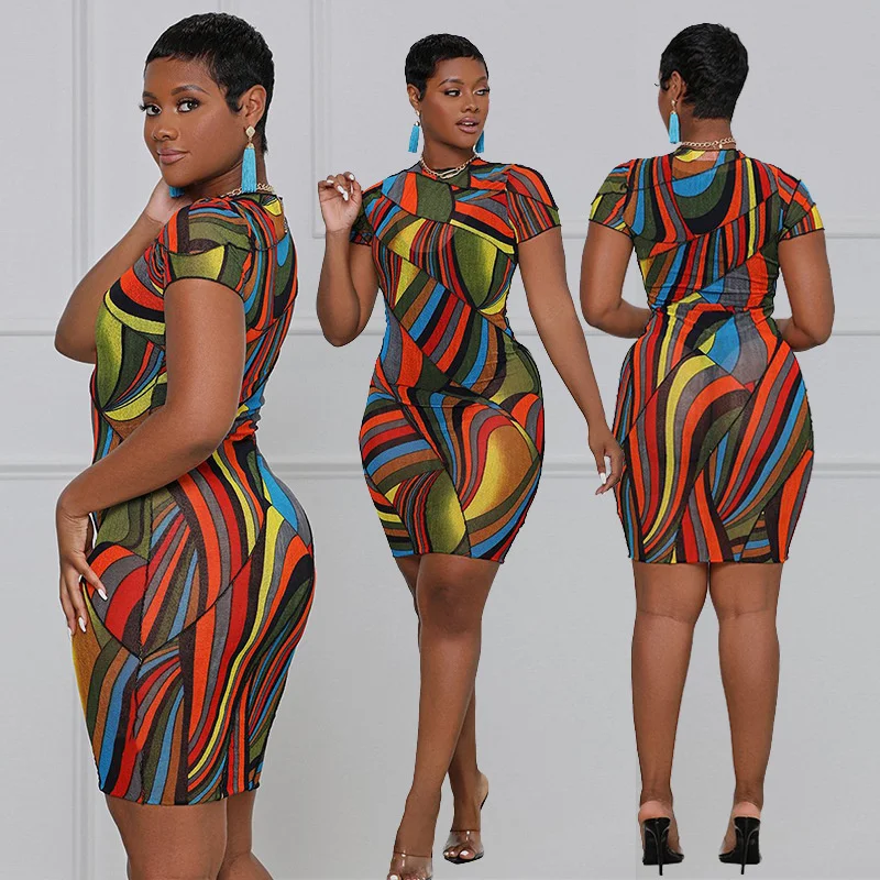 plus size new color contrast screen printed short sleeve summer dress women with tight and sexy skirt
plus size new color contrast screen printed short sleeve summer dress women with tight and sexy skirt