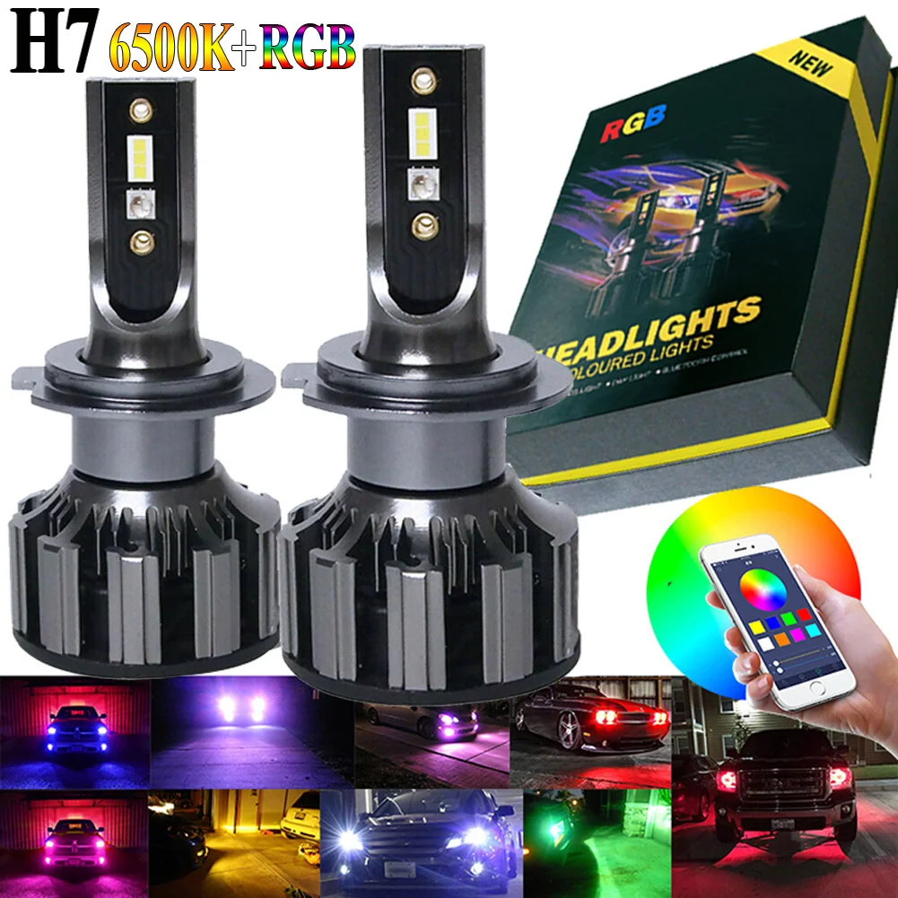 Автомобильные светодиодный фары H7, 12 В/24 В, комплект с RGB-подсветкой, противотуманные фары с управлением через Bluetooth, высокомощные светодиодн...
Автомобильные светодиодный фары H7, 12 В/24 В, комплект с RGB-подсветкой, противотуманные фары с управлением через Bluetooth, высокомощные светодиодн...