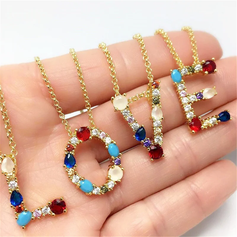 Colorful Zircon Letter Pendant Necklaces For Women Copper Plated Gold Choker 26 Initial Alphabet Clavicle Chain Fashion Jewelry
Colorful Zircon Letter Pendant Necklaces For Women Copper Plated Gold Choker 26 Initial Alphabet Clavicle Chain Fashion Jewelry