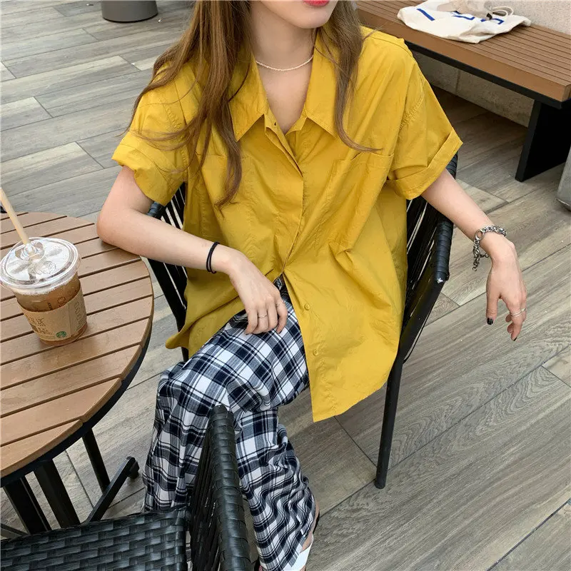 HziriP 2021 Minimalist Short Sleeves Casual Lady Loose OL All Match Women Blouses Solid Brief New Stylish Thin Summer Shirts
HziriP 2021 Minimalist Short Sleeves Casual Lady Loose OL All Match Women Blouses Solid Brief New Stylish Thin Summer Shirts