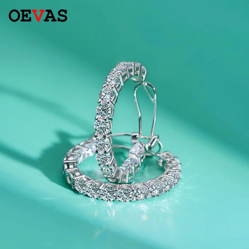 OEVAS Luxury 100% 925 Sterling Silver Created Moissanite Gemstone Hoop Earrings Wedding Engagement Fine Jewelry Gifts Wholesale
OEVAS Luxury 100% 925 Sterling Silver Created Moissanite Gemstone Hoop Earrings Wedding Engagement Fine Jewelry Gifts Wholesale