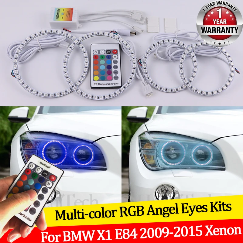 

Для BMW X1 E84 2009 2010 2011 2012 2013-2015 ксеноновые фары 16 цветов RGB Angel Eyes Светодиодные кольца Halo RF Беспроводное управление DRL