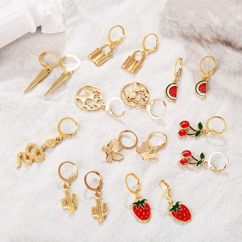 Fashion 9 Piece Set Fruit Earrings for Women Jewelry Personality Gift
Fashion 9 Piece Set Fruit Earrings for Women Jewelry Personality Gift