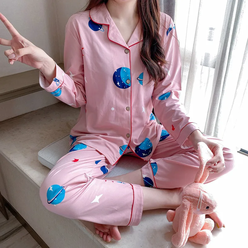 2021 Autumn Long Sleeve Cute Cartoon Print Pajama Sets for Women Korean Sleepwear Suit Pyjama Homewear Pijama Mujer Home Clothes
2021 Autumn Long Sleeve Cute Cartoon Print Pajama Sets for Women Korean Sleepwear Suit Pyjama Homewear Pijama Mujer Home Clothes