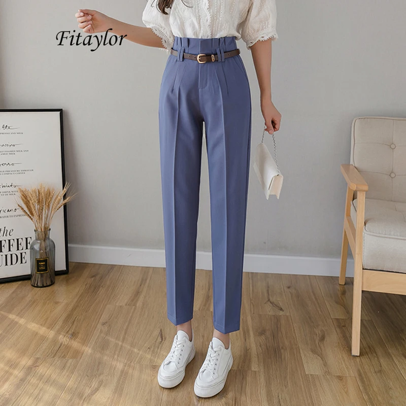 Fitaylor 2022 Black Suit Pants Women High Waist Pants Sashes Pockets Office Lady Casual Zipper Straight Ankle-length Pants
Fitaylor 2022 Black Suit Pants Women High Waist Pants Sashes Pockets Office Lady Casual Zipper Straight Ankle-length Pants