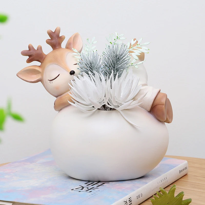 WEILEAD Resin Sika Deer Cute Pots Nordic Creative Modern Home Decoration Accessories Office Study Desktop Ornament Animal Vase
WEILEAD Resin Sika Deer Cute Pots Nordic Creative Modern Home Decoration Accessories Office Study Desktop Ornament Animal Vase