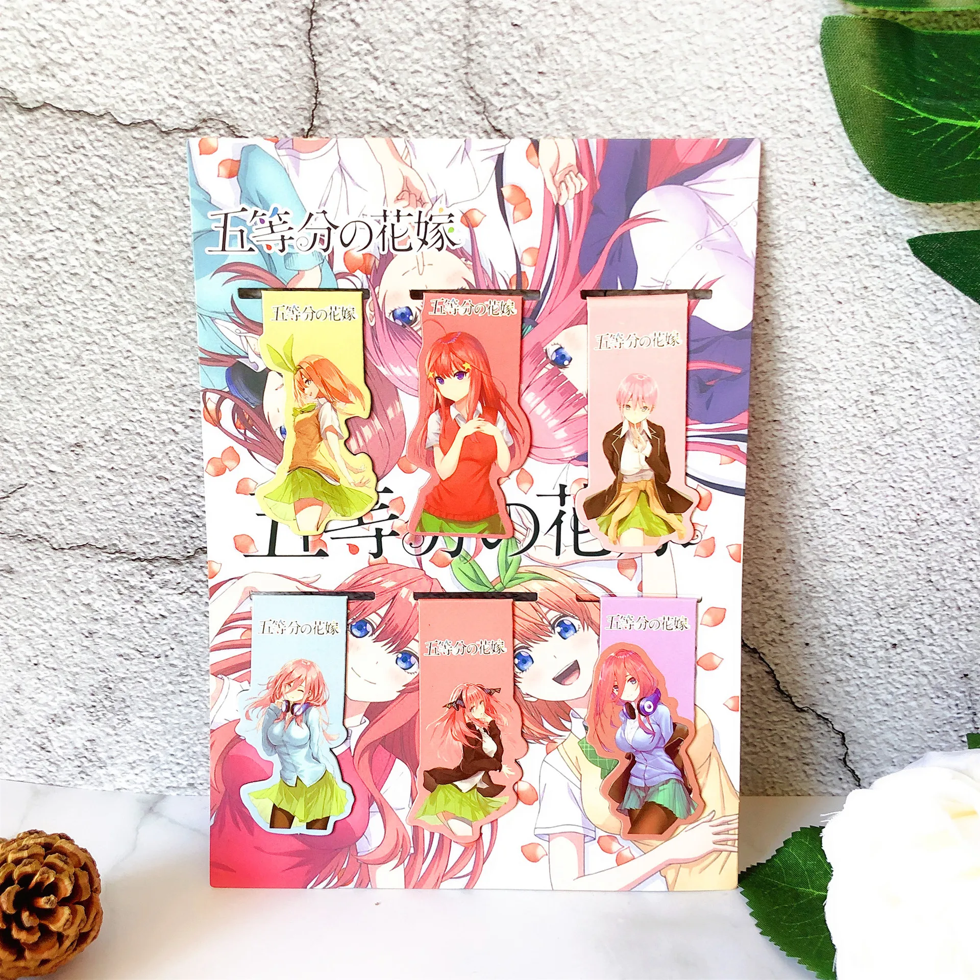 6 шт 5 toubun no Hanayome аниме магнитная закладка для книги из мультфильма Закладка