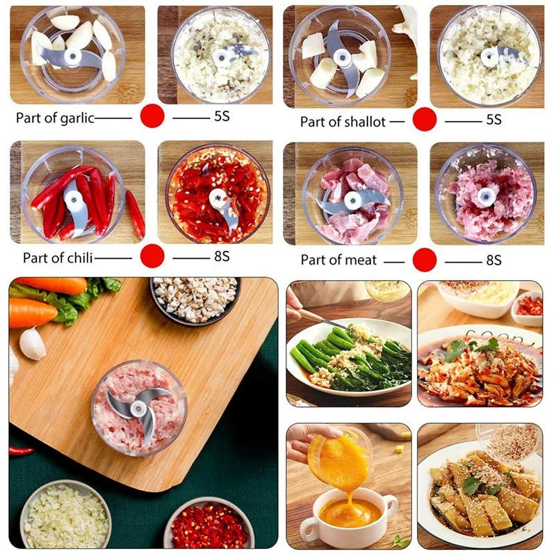 Electric Mini Garlic Chopper 2 Cup 300ML 150ML Handheld Electric Garlic Press Mincer Food Chopper Blender
Electric Mini Garlic Chopper 2 Cup 300ML 150ML Handheld Electric Garlic Press Mincer Food Chopper Blender