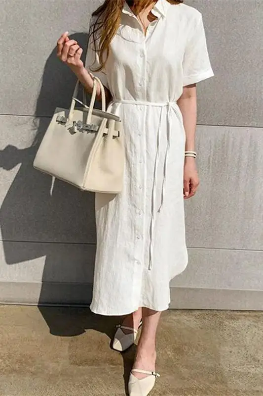 2021 Spring New Women's Single-Breasted Lace Up Loose High Waist Slit Cotton Shirt Long Dress Harajuku Dress White dress
2021 Spring New Women's Single-Breasted Lace Up Loose High Waist Slit Cotton Shirt Long Dress Harajuku Dress White dress