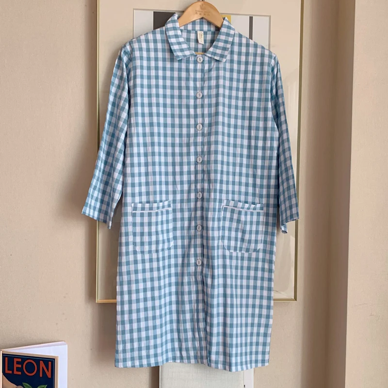 Harajpee Hemp Pajamas Japanese Ins Plaid Cotton Girls Spring and Summer Thin Cotton Long Sleeve Cardigan Loose Student Nightgown
Harajpee Hemp Pajamas Japanese Ins Plaid Cotton Girls Spring and Summer Thin Cotton Long Sleeve Cardigan Loose Student Nightgown